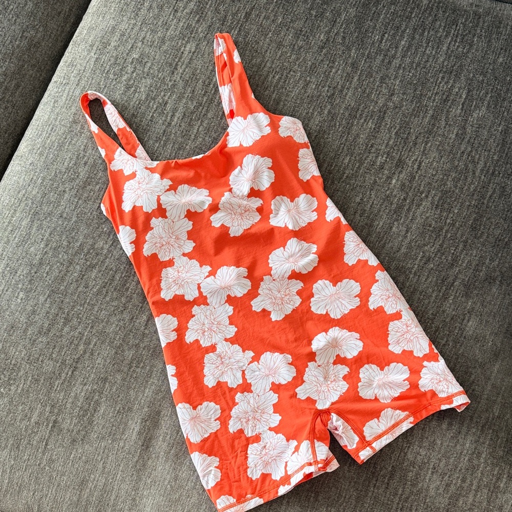 Fighting Eel Orange and White Floral Romper